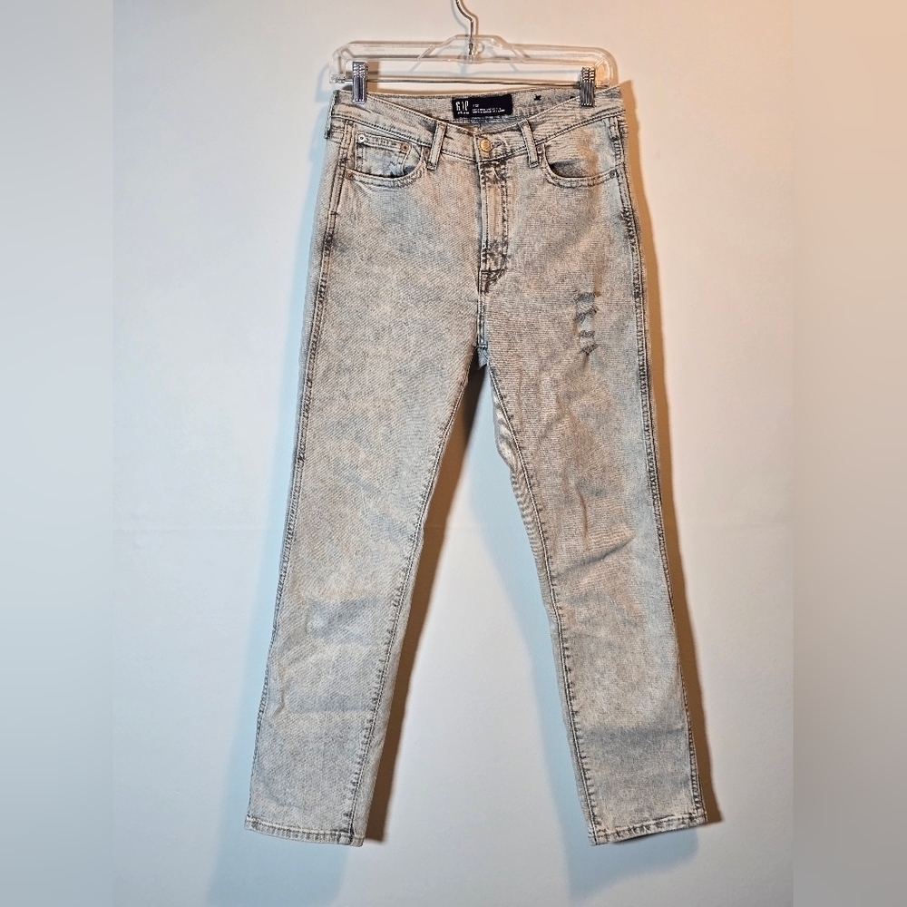 Gap denim distressed high rise vintage slim jeans Size 27 color wash grey